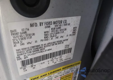 2017 Lincoln Navigator Select из США, поврежденный, VIN 5LMJJ2JT1HEL01454